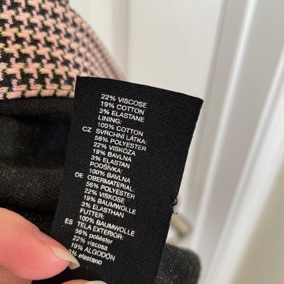 & Other Stories Houndstooth Print Midi Pencil Skirt Pink Black Button Front 4 - Picture 8 of 10